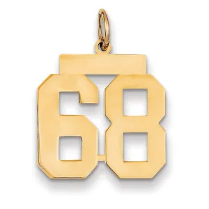 14K Yellow Gold Polished Finish Medium Size Number 68 Charm Pendant