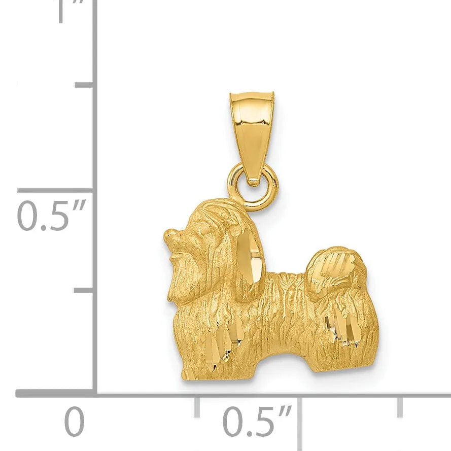 14k Yellow Gold Textured Polished Finish Mastiff Dog Charm Pendant