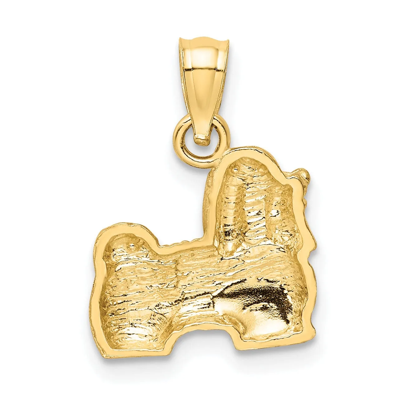 14k Yellow Gold Textured Polished Finish Mastiff Dog Charm Pendant