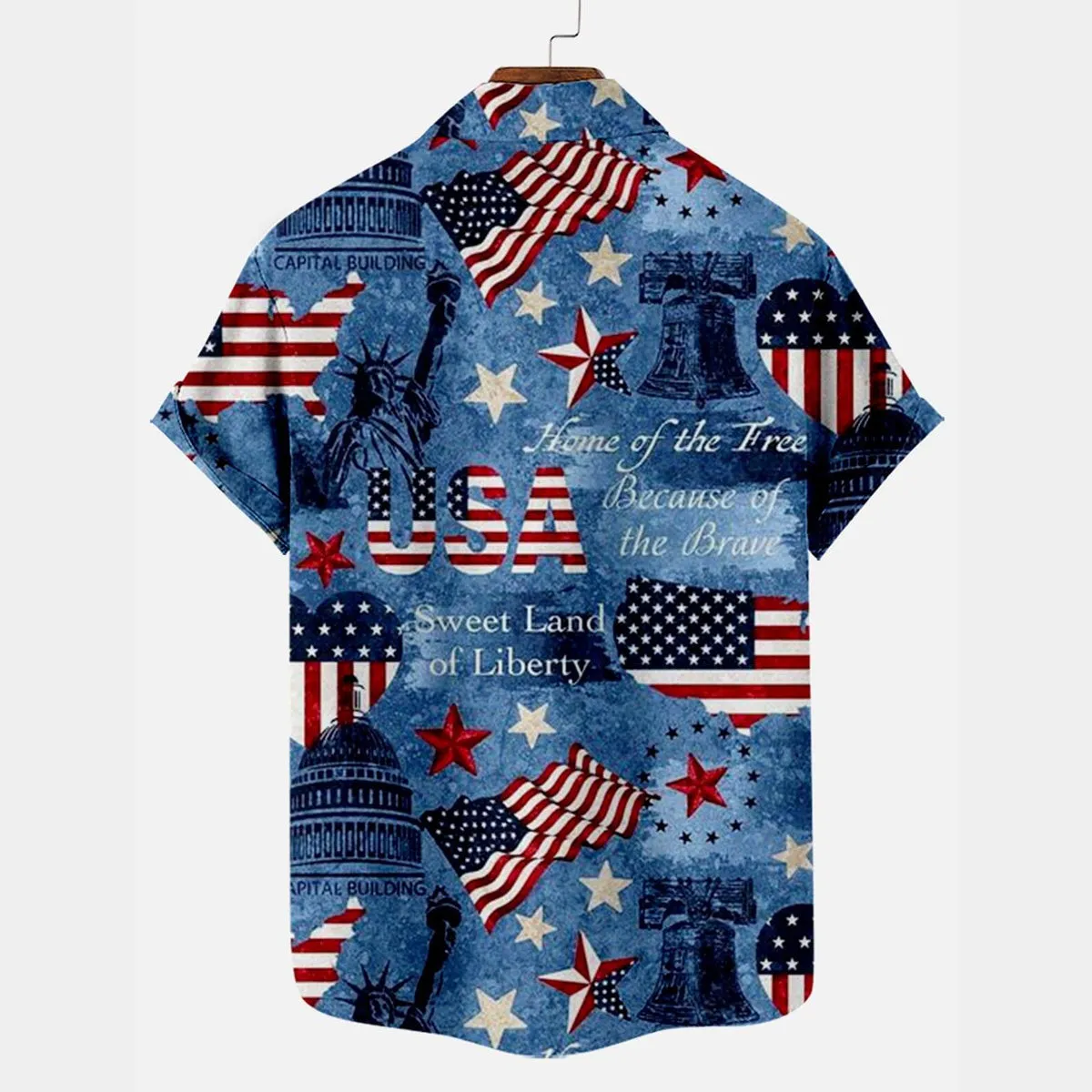 1776 Independence Day Flag Pattern Men's Short Sleeve Shirt