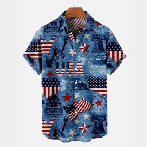 1776 Independence Day Flag Pattern Men's Short Sleeve Shirt