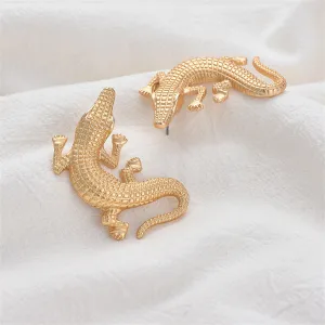 18K Gold-Plated Crocodile Drop Earrings