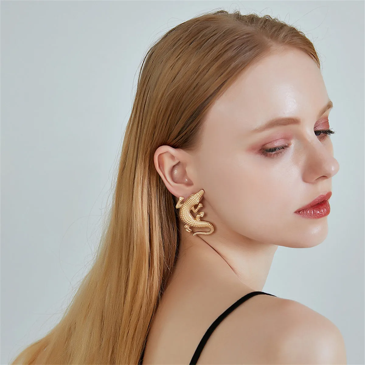 18K Gold-Plated Crocodile Drop Earrings
