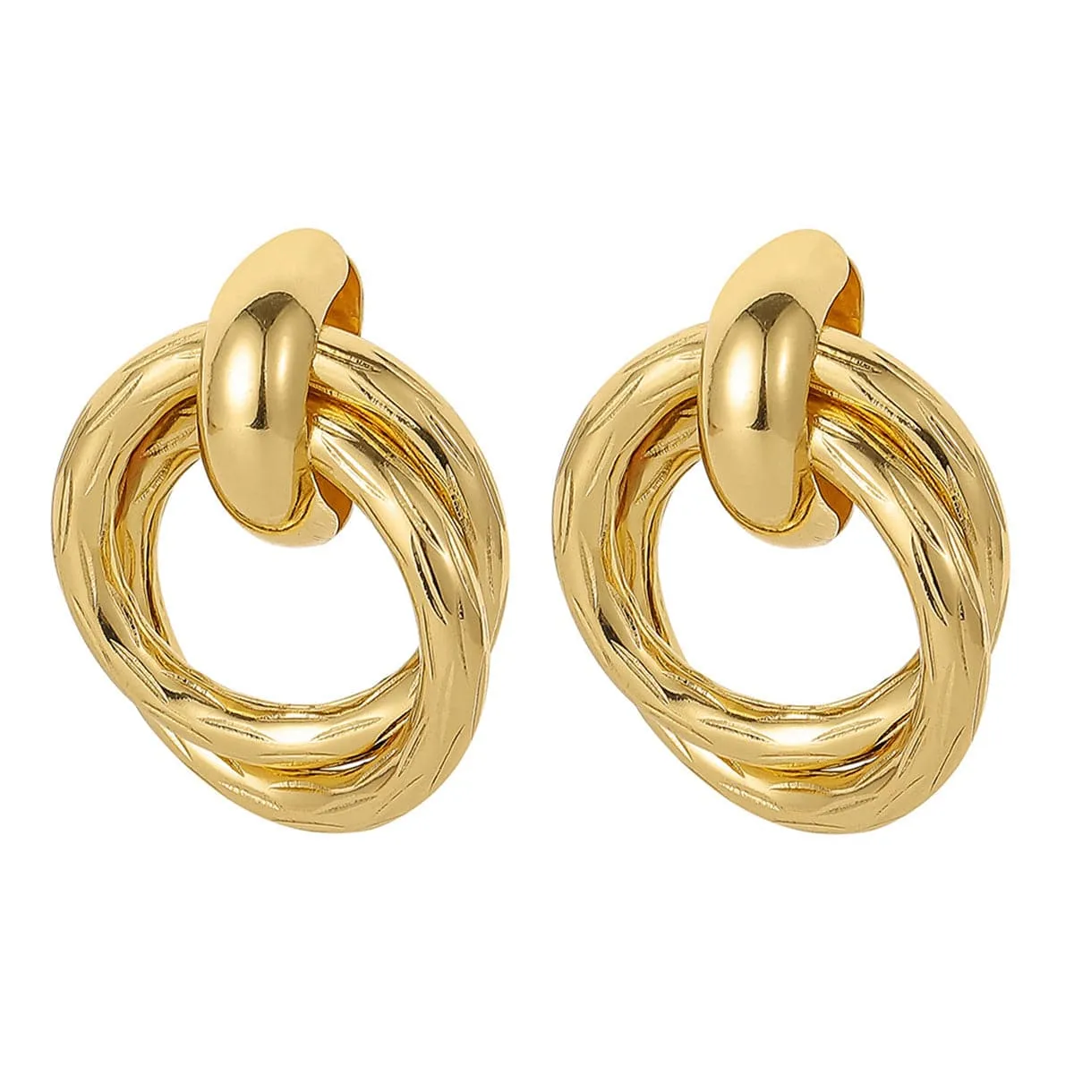 18K Gold-Plated Double Circle Interlocked Stud Earrings