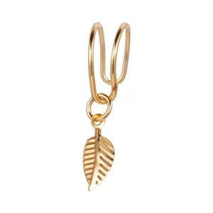 18K Gold-Plated Leaf Charm Ear Cuff