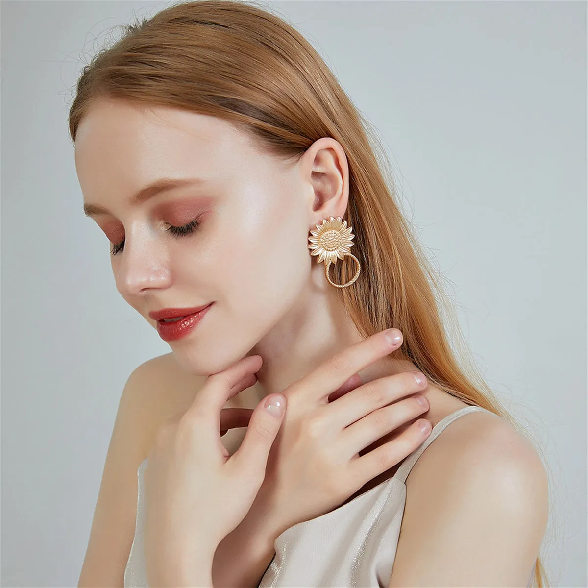 18K Gold-Plated Mum Hoop Drop Earrings