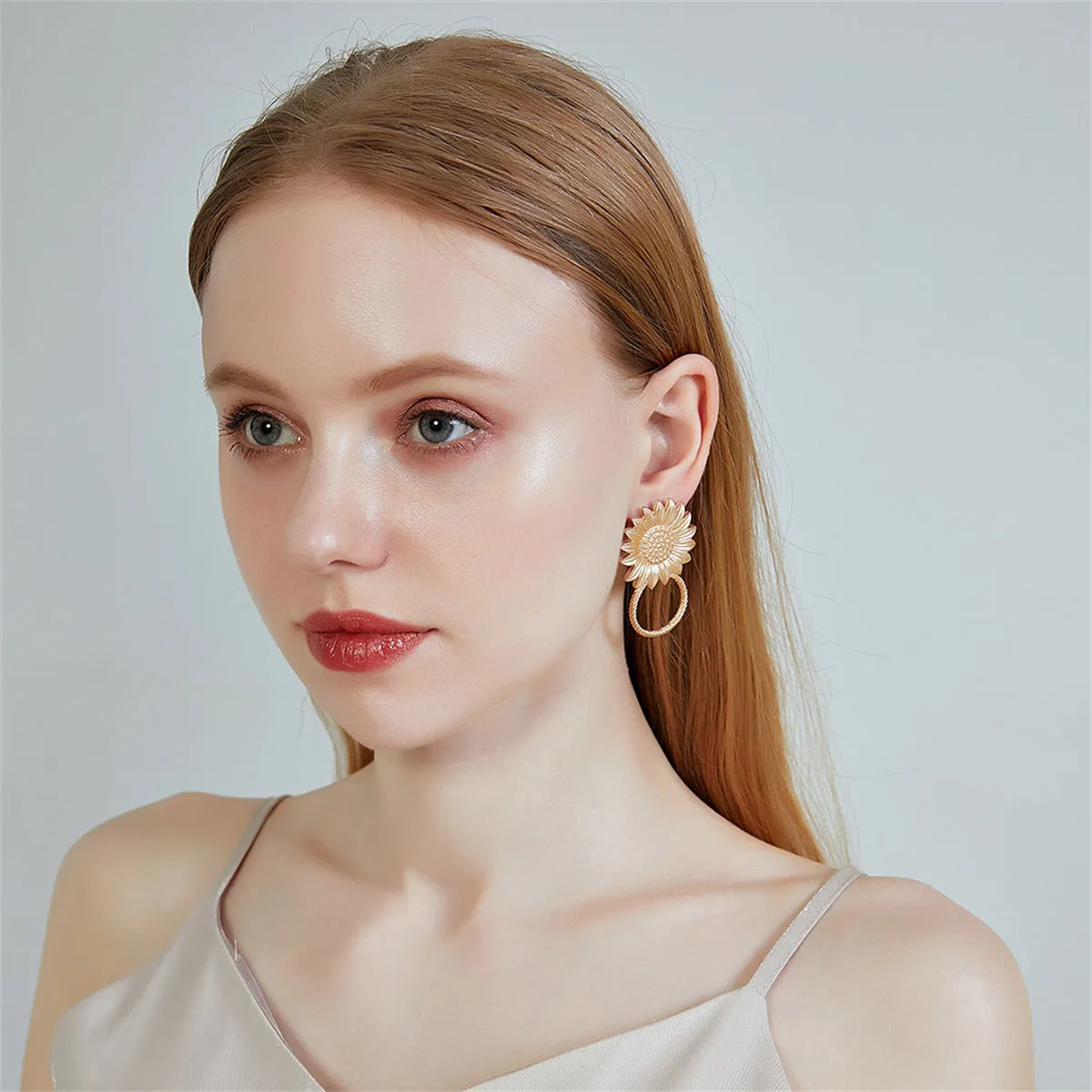 18K Gold-Plated Mum Hoop Drop Earrings