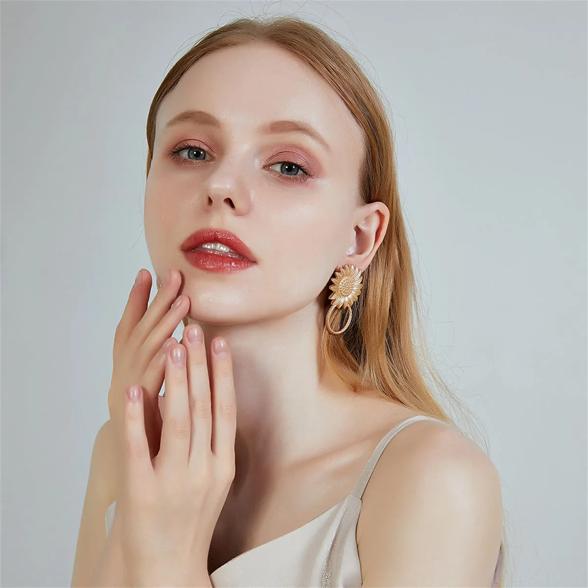 18K Gold-Plated Mum Hoop Drop Earrings