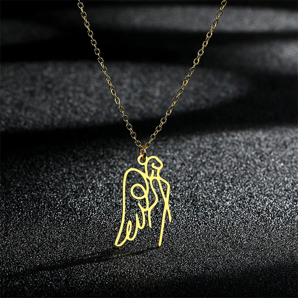 18K Gold-Plated Openwork Angel Pendant Necklace
