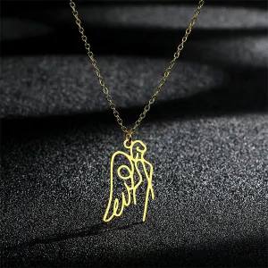 18K Gold-Plated Openwork Angel Pendant Necklace
