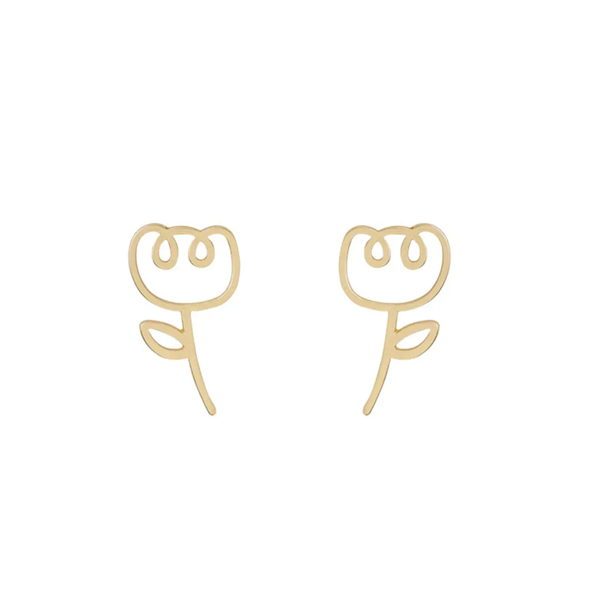 18K Gold-Plated Openwork Flower Stud Earrings
