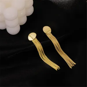 18K Gold-Plated Oval Tassel Drop Earrings