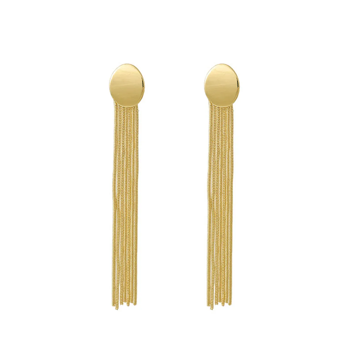 18K Gold-Plated Oval Tassel Drop Earrings