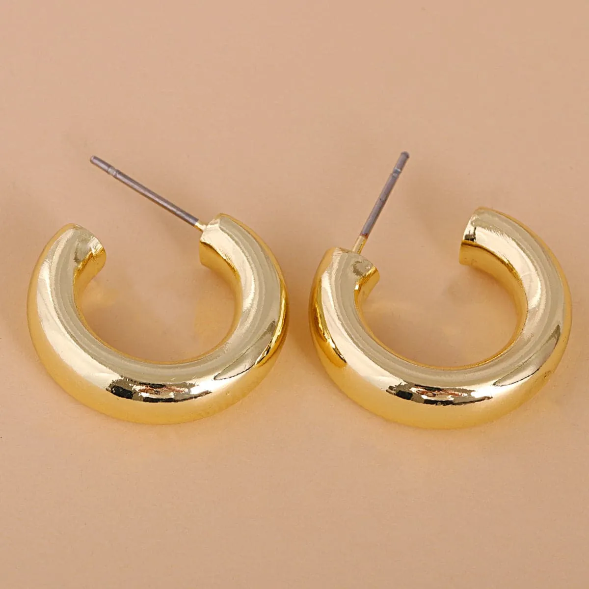 18K Gold-Plated Smooth Hoop Earrings