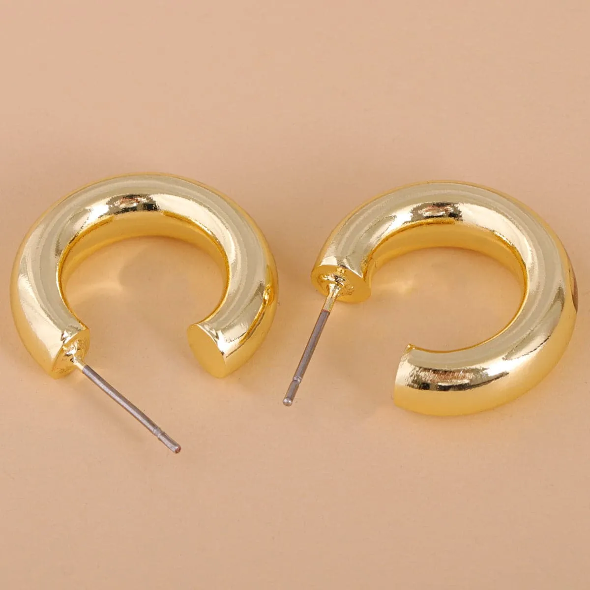 18K Gold-Plated Smooth Hoop Earrings