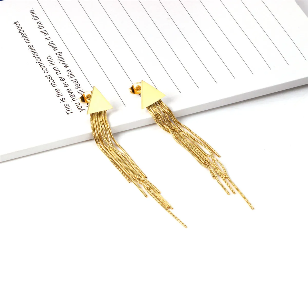 18K Gold-Plated Triangle Tassel Drop Earrings