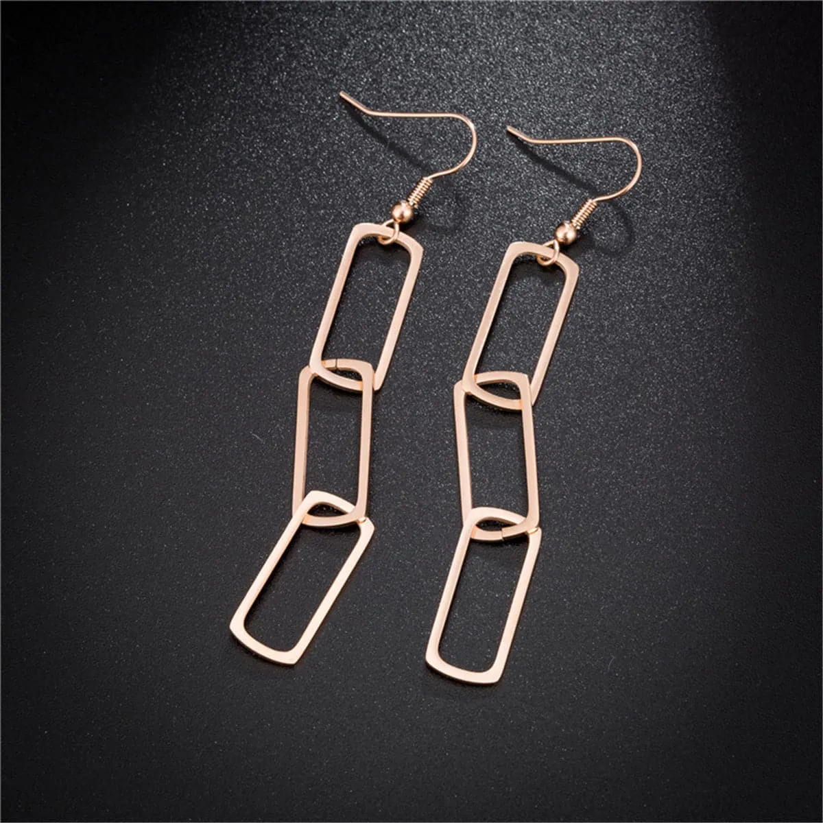 18K Rose Gold-Plated Triple Rectangle Drop Earring