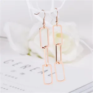 18K Rose Gold-Plated Triple Rectangle Drop Earring