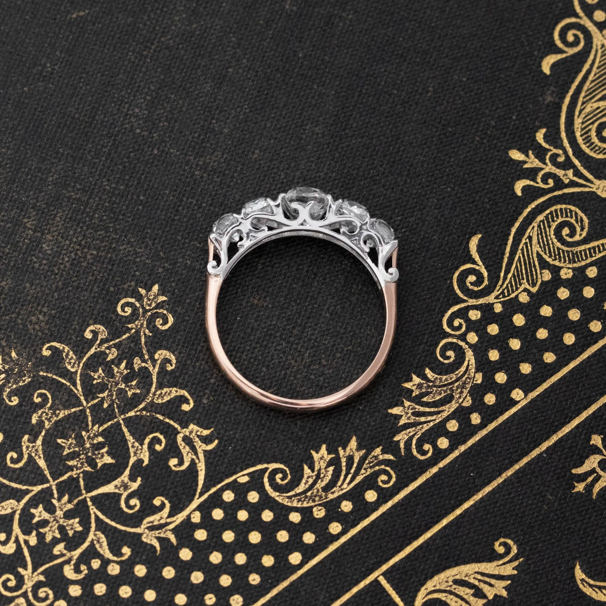 1.97ctw Old Mine Cut Victorian Inspired 5-Stone Band