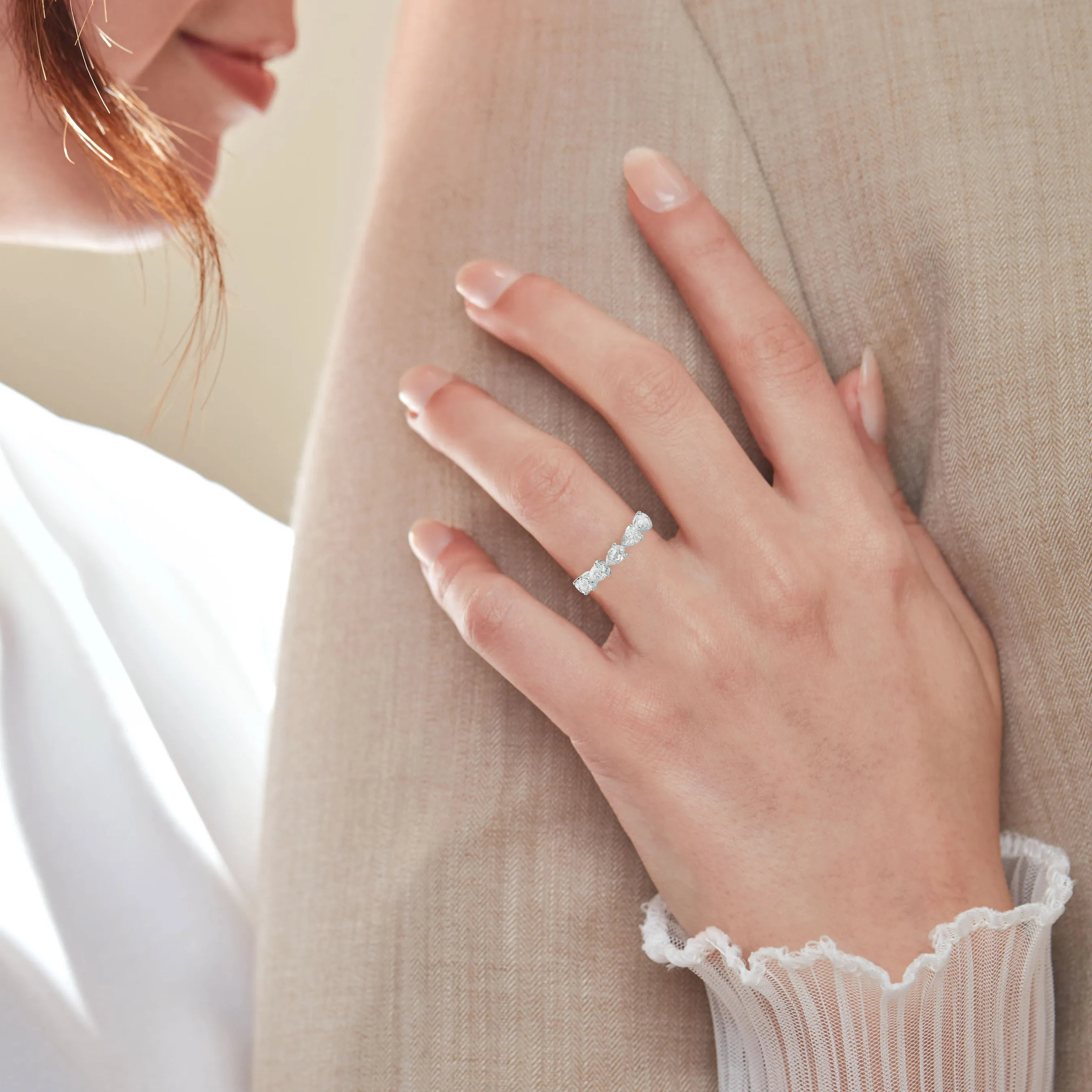 2.0 Carat East West Pear Cut Diamond Anniversary Band