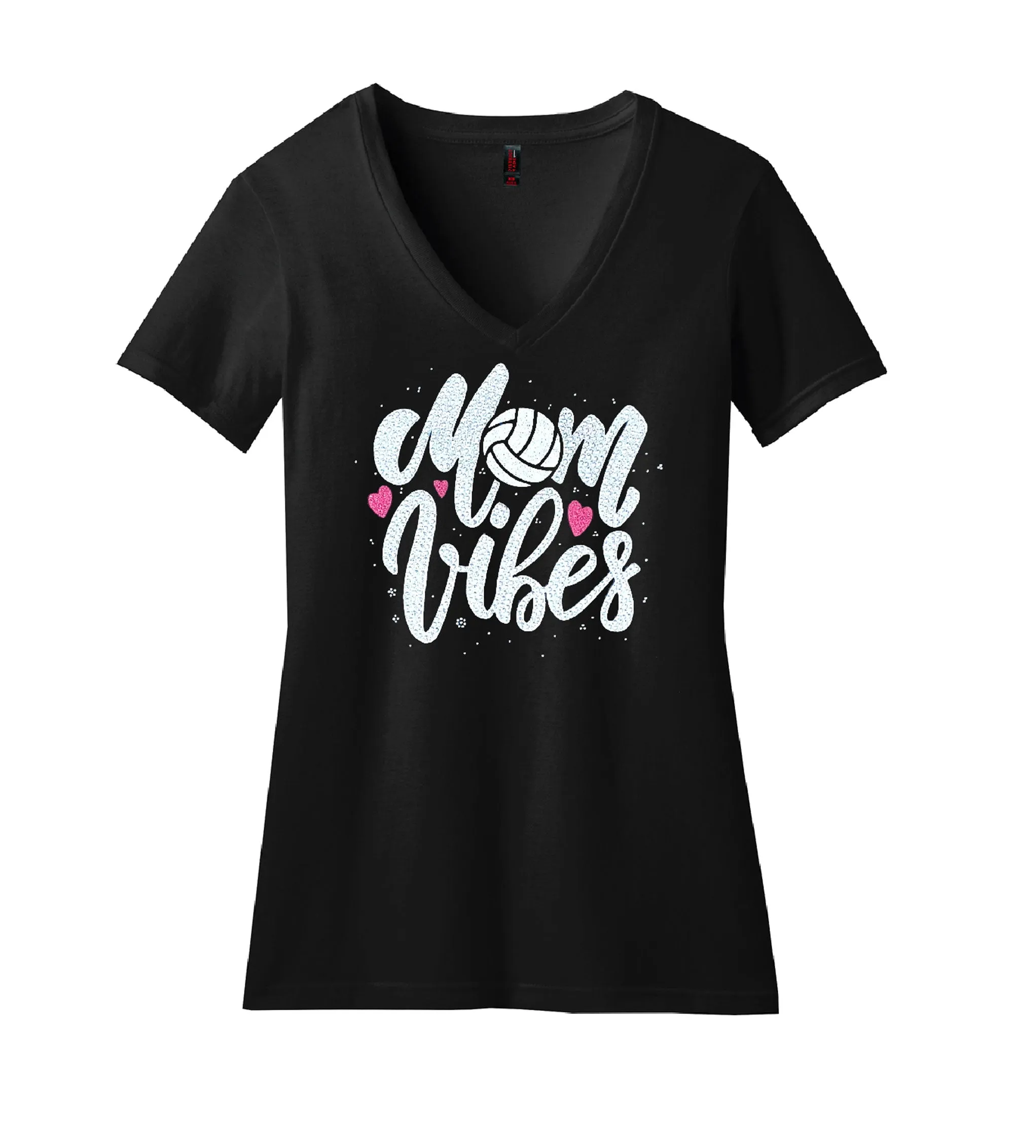 2023 Mom Vibes Vneck Rhinestone Glitter Shirt