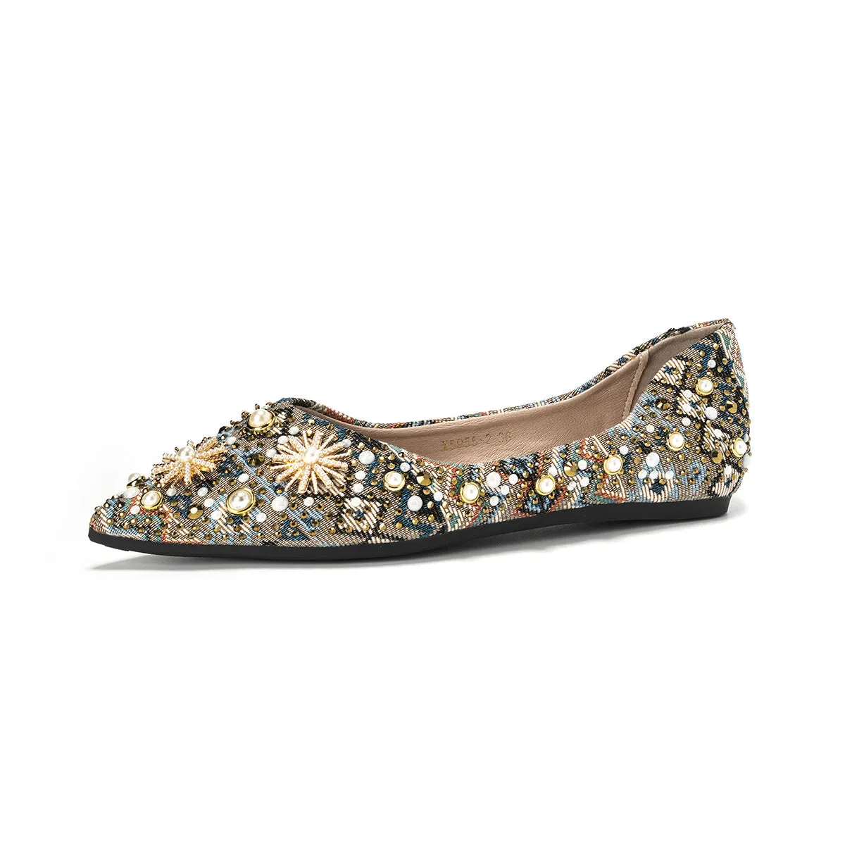 2024 New Pointed Flats with Rhinestones – Soft Bottom Chinese Style Women's Loafers