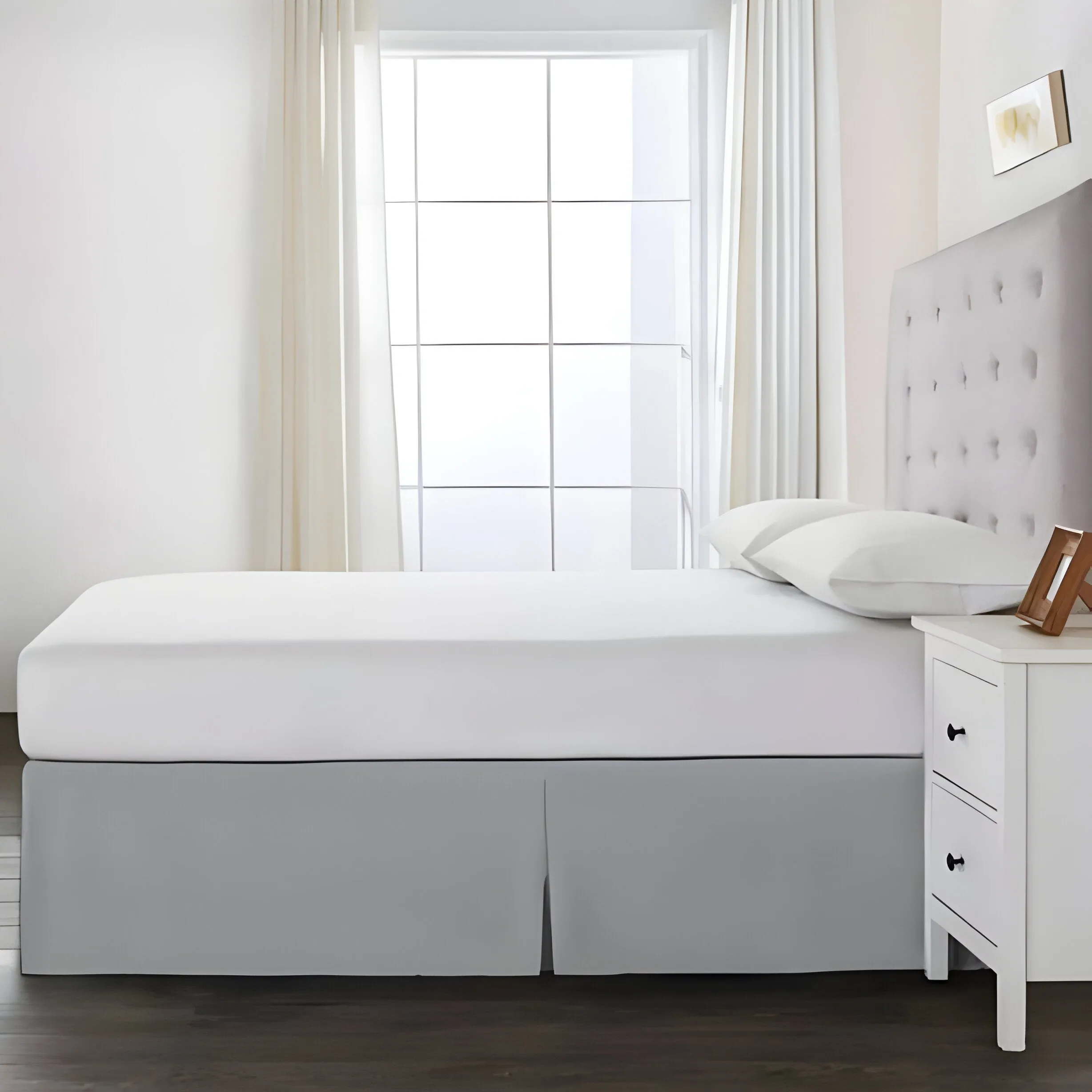 400TC Cotton Sateen Detachable Wrap Around Tailored Bed Skirt