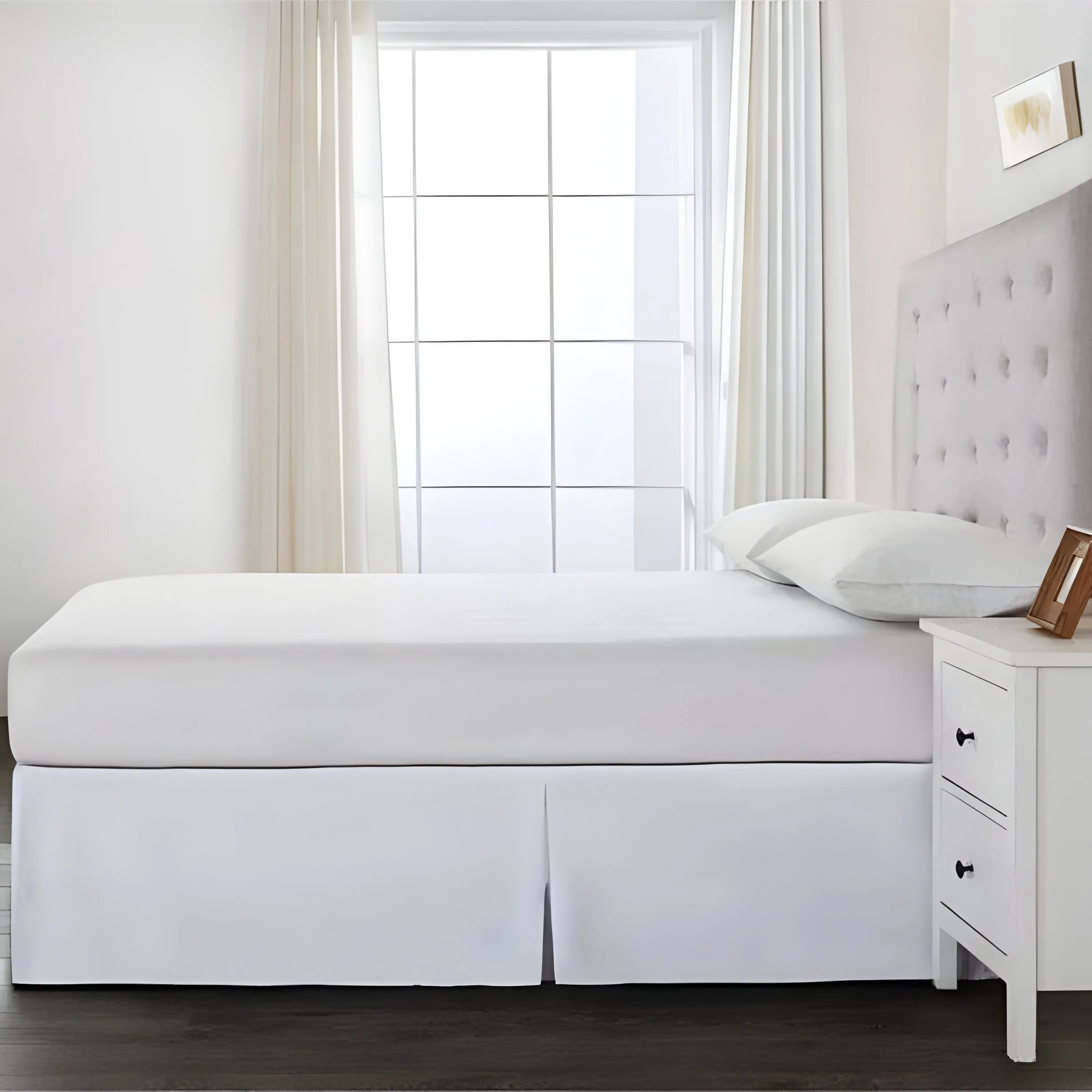 400TC Cotton Sateen Detachable Wrap Around Tailored Bed Skirt