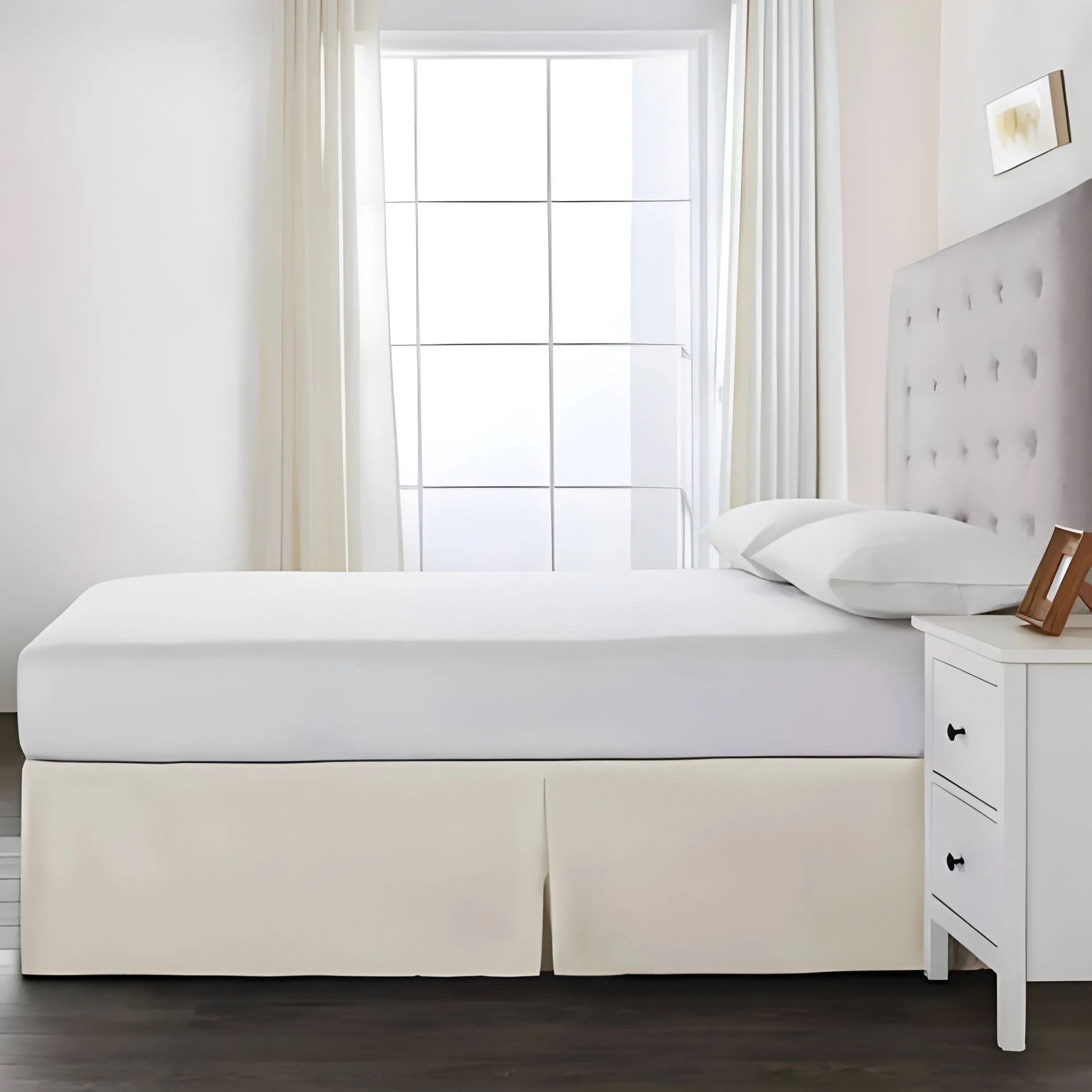400TC Cotton Sateen Detachable Wrap Around Tailored Bed Skirt