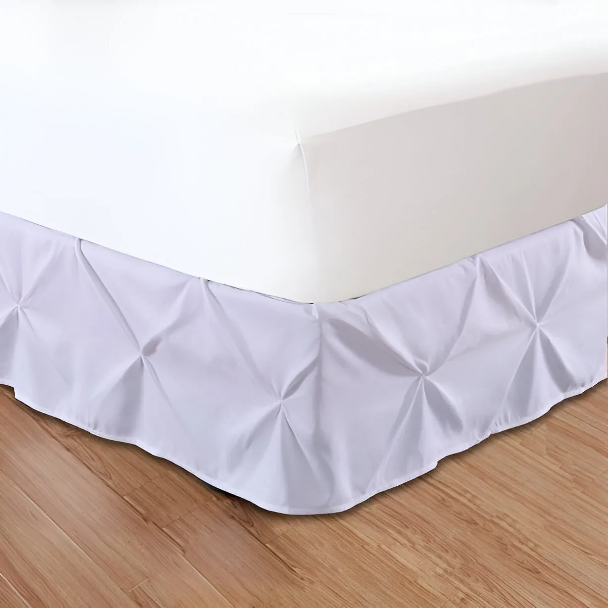 400TC Sateen Solid Cotton Pintuck Bed Skirt