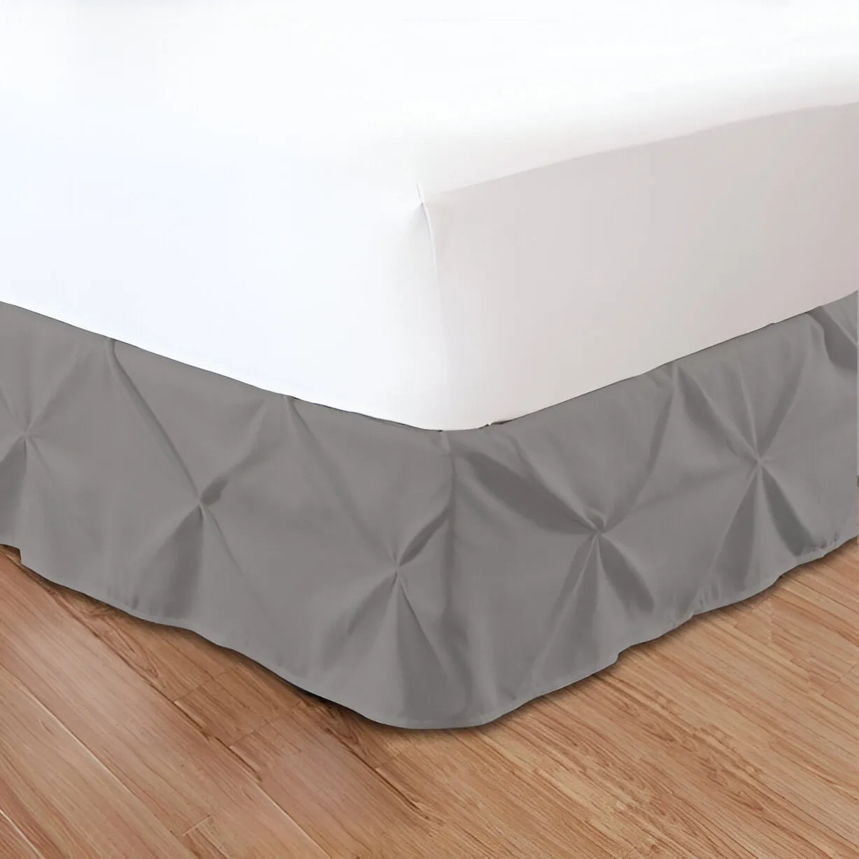 400TC Sateen Solid Cotton Pintuck Bed Skirt