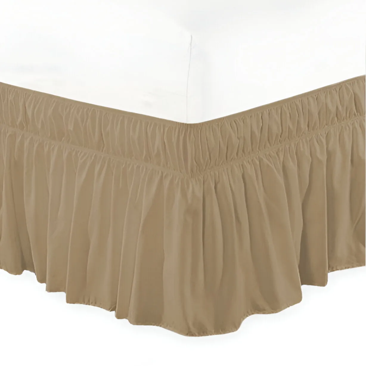 400TC Sateen Solid Cotton Wrap Around Bed Skirt