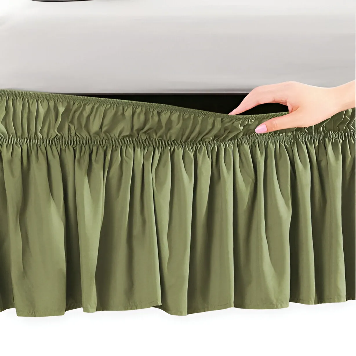 400TC Sateen Solid Cotton Wrap Around Bed Skirt