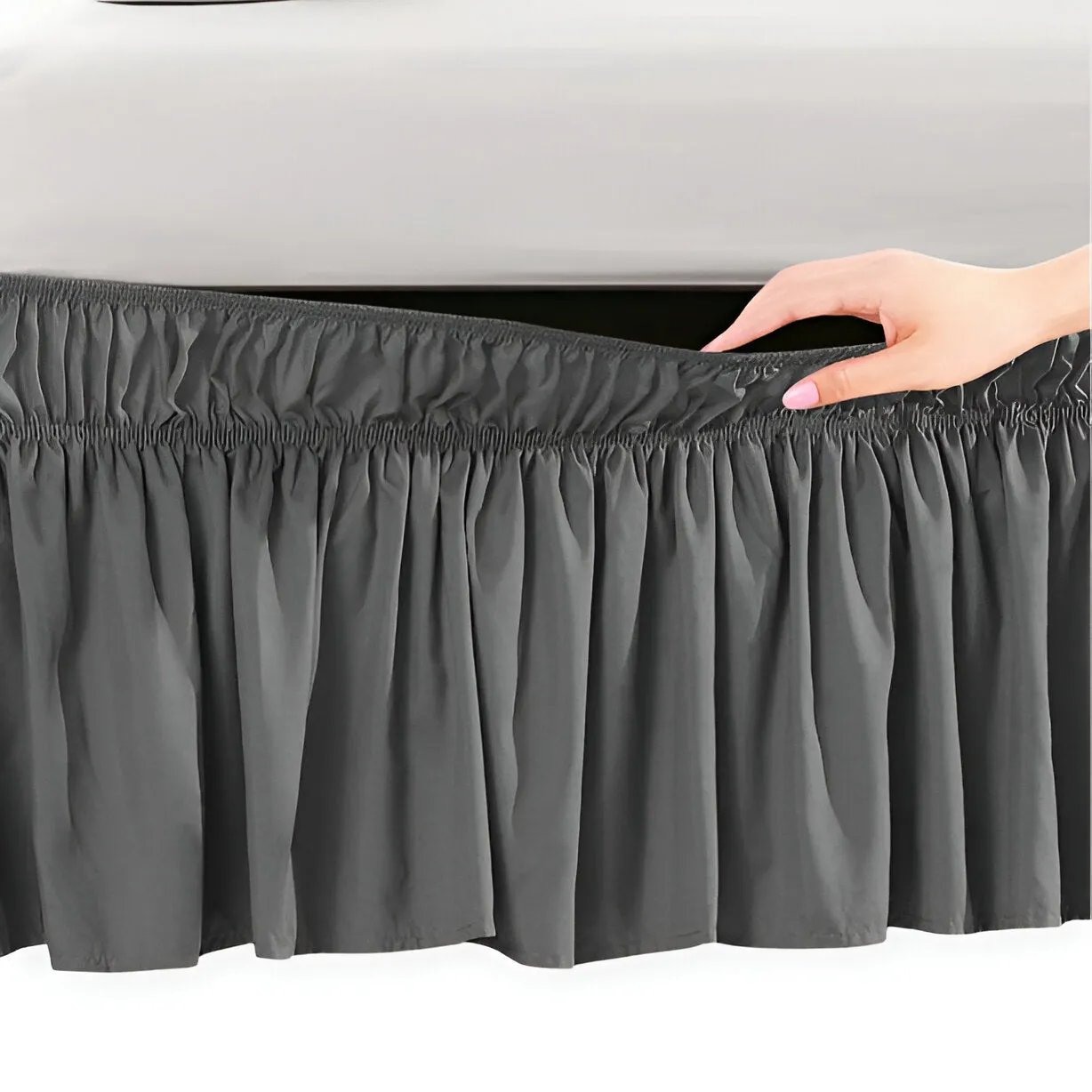 400TC Sateen Solid Cotton Wrap Around Bed Skirt