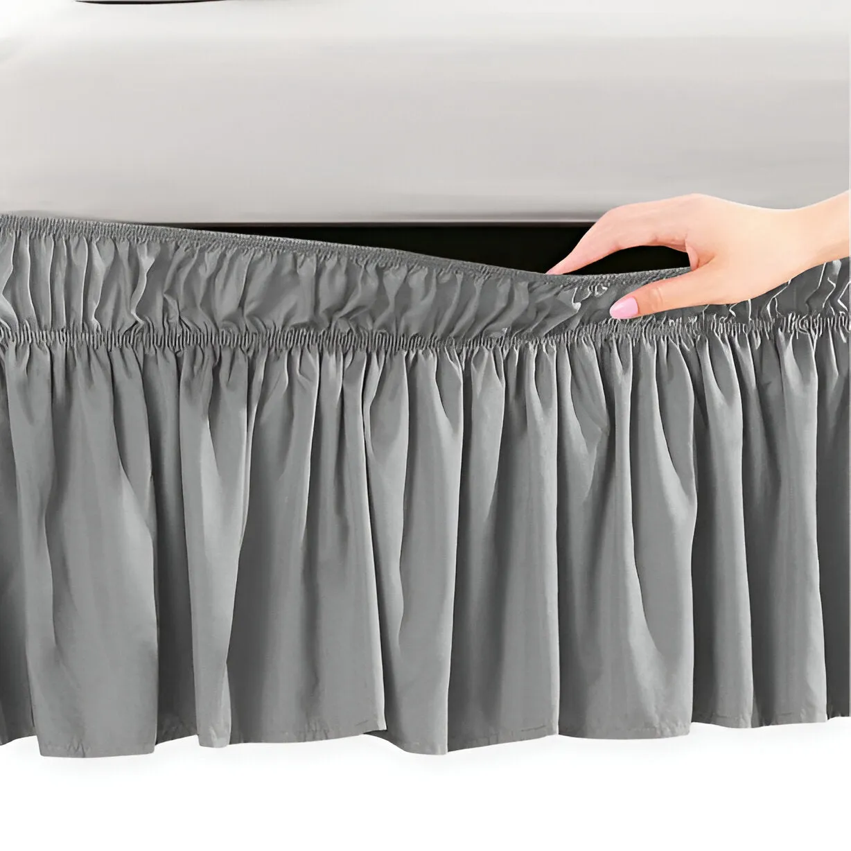 400TC Sateen Solid Cotton Wrap Around Bed Skirt