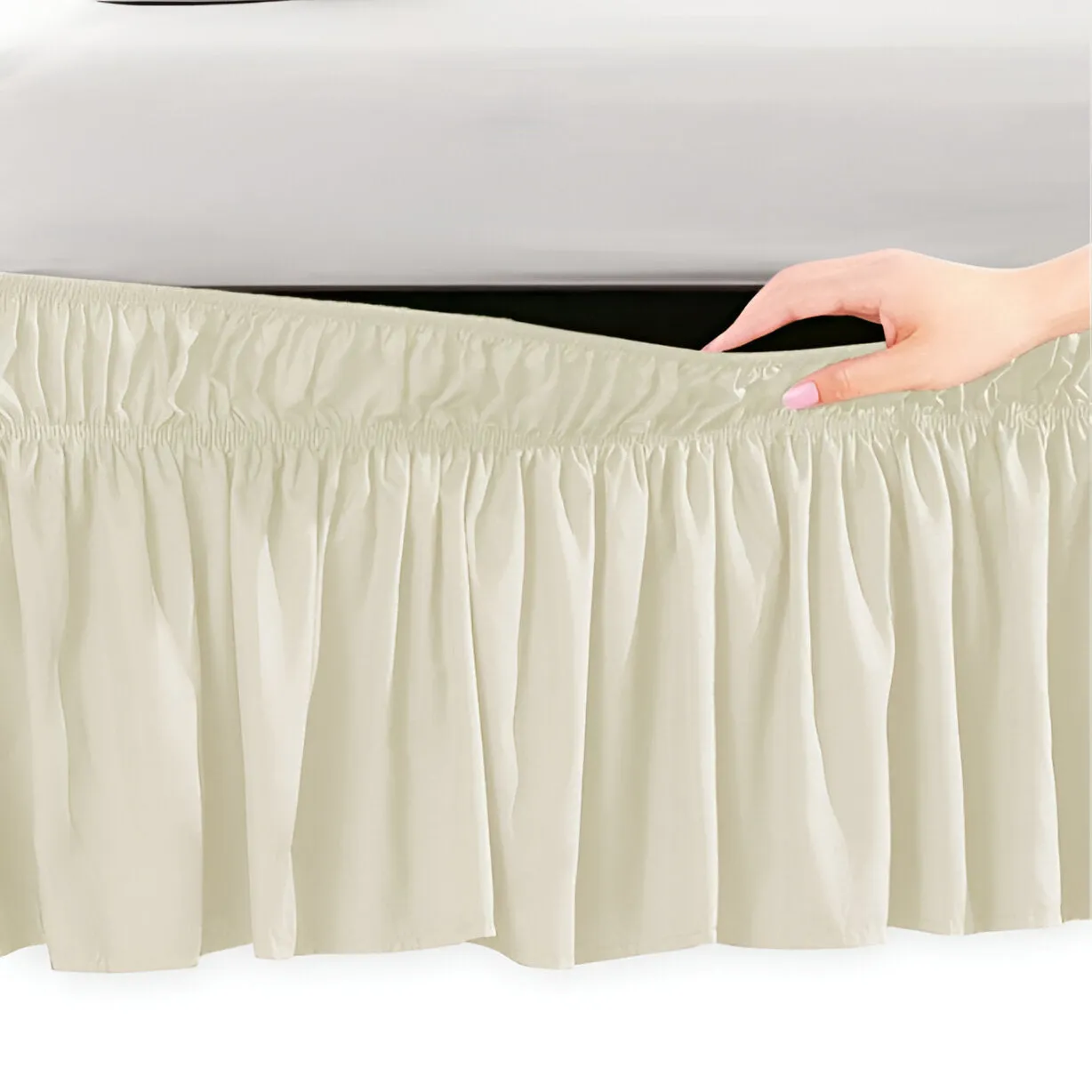 400TC Sateen Solid Cotton Wrap Around Bed Skirt