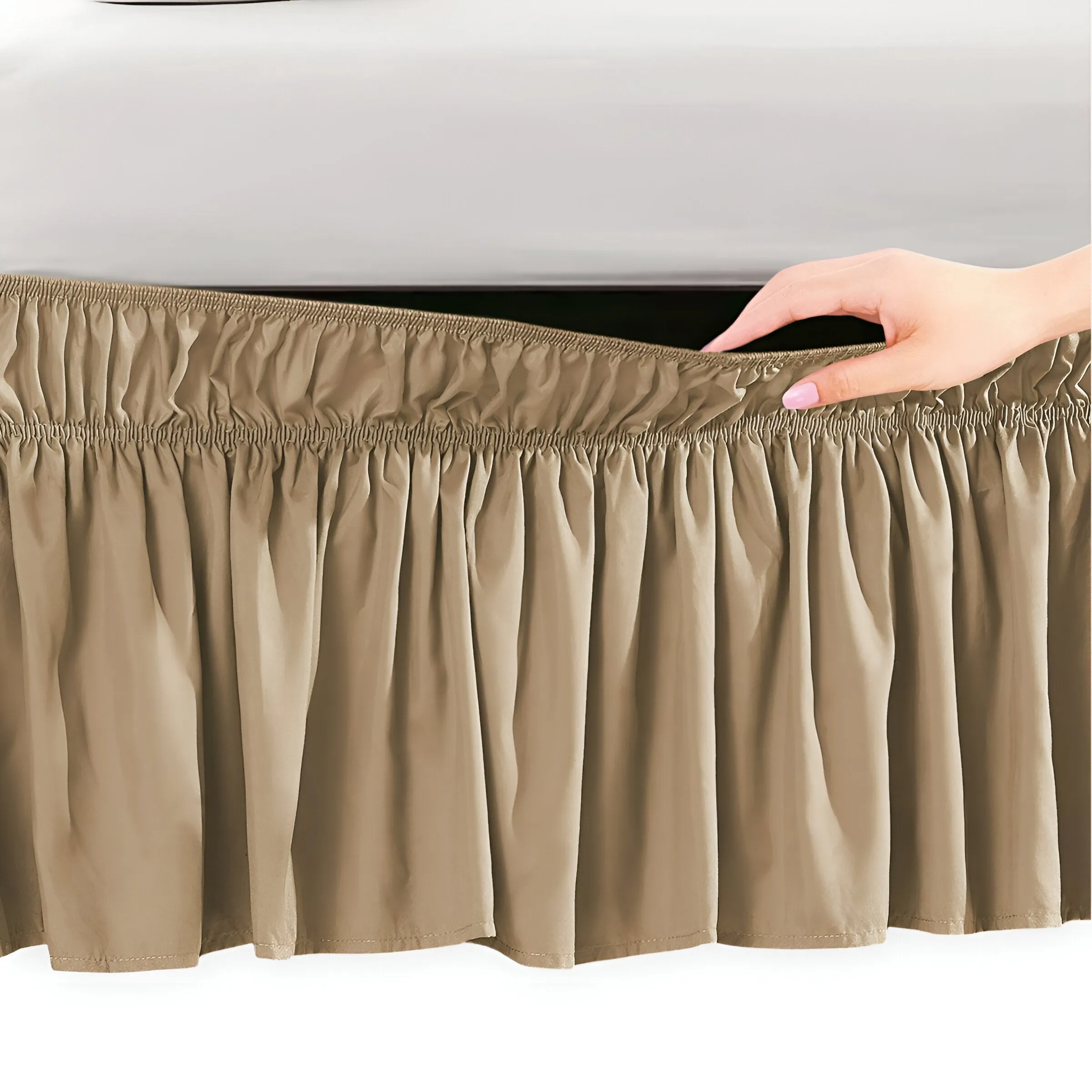 400TC Sateen Solid Cotton Wrap Around Bed Skirt