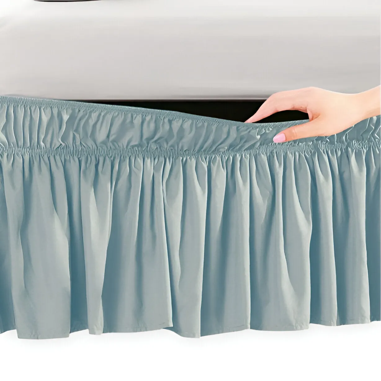 400TC Sateen Solid Cotton Wrap Around Bed Skirt