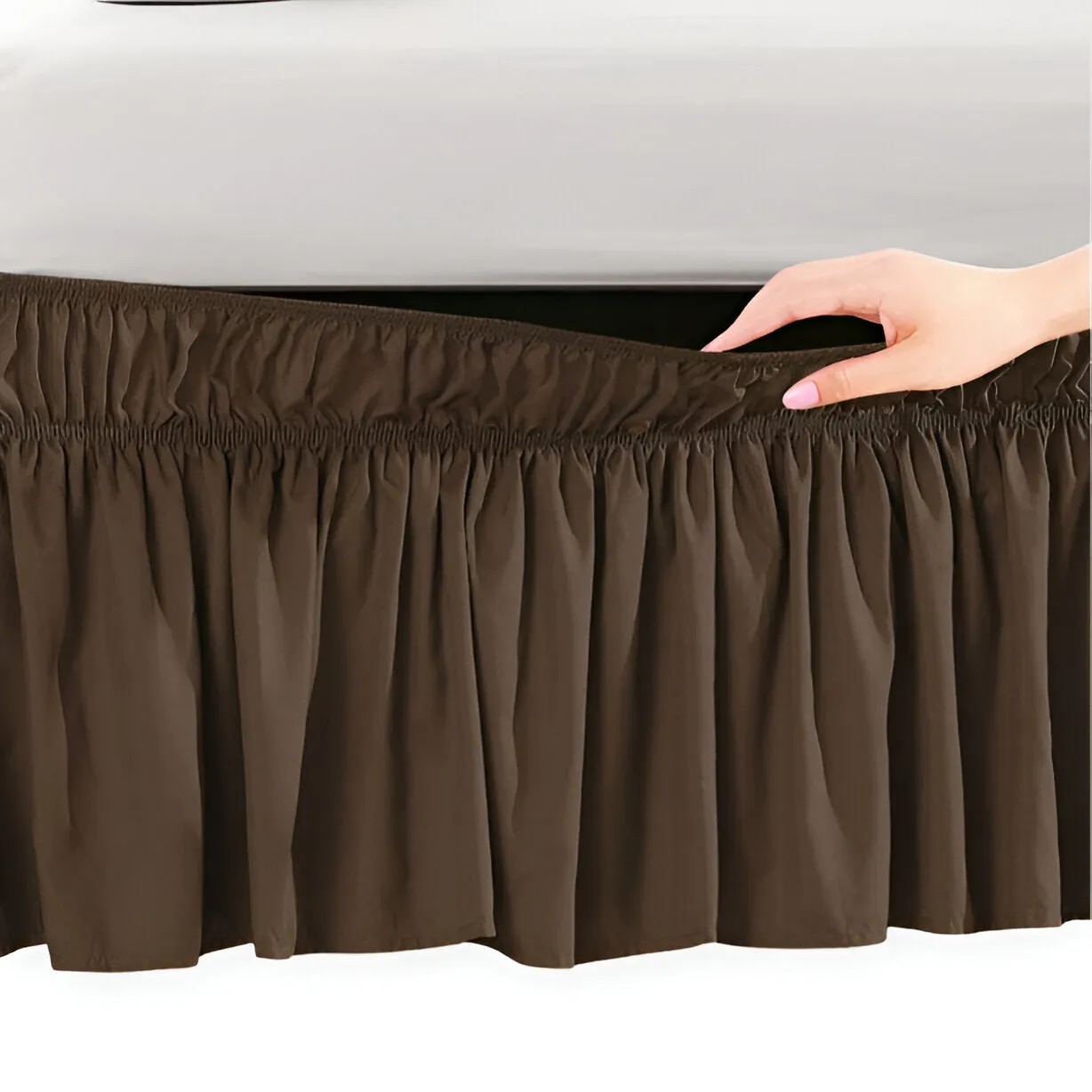 400TC Sateen Solid Cotton Wrap Around Bed Skirt