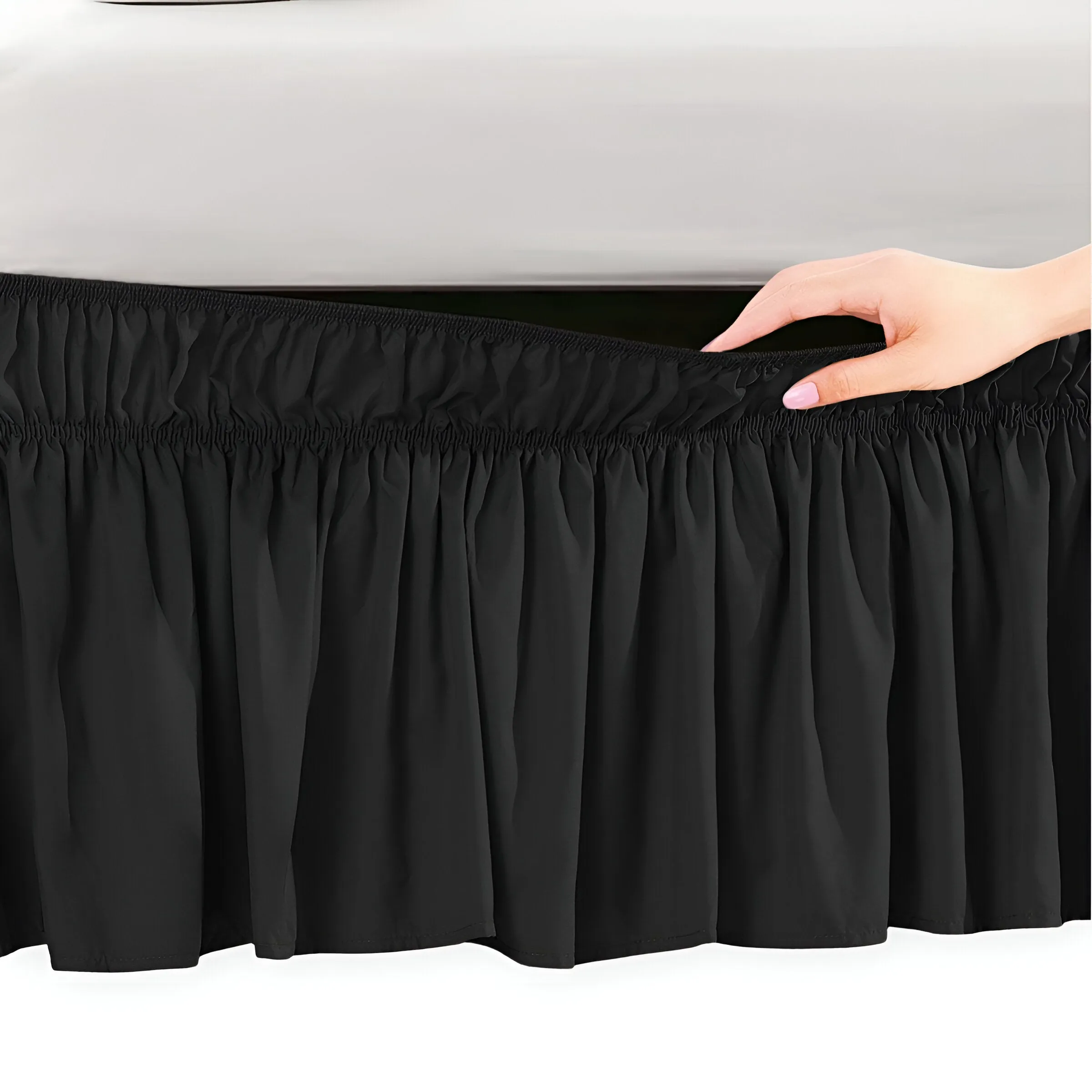 400TC Sateen Solid Cotton Wrap Around Bed Skirt