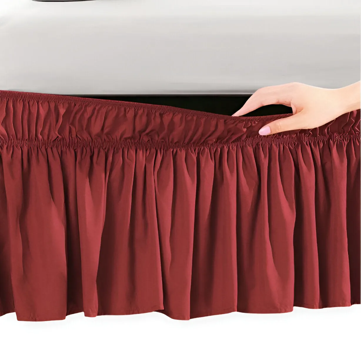 400TC Sateen Solid Cotton Wrap Around Bed Skirt