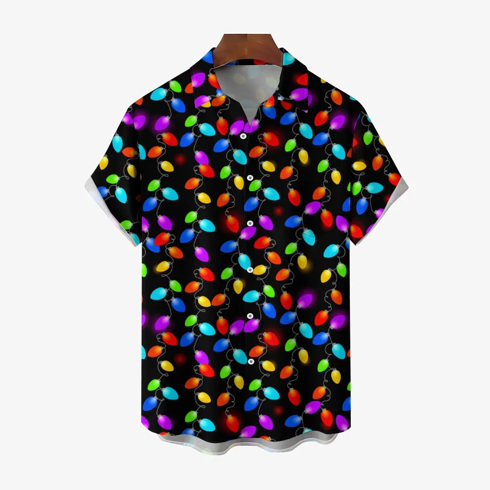 80S Retro Neon Disco Funny Christmas Lights Cartoon Costumes Printing Shirt 2412000623