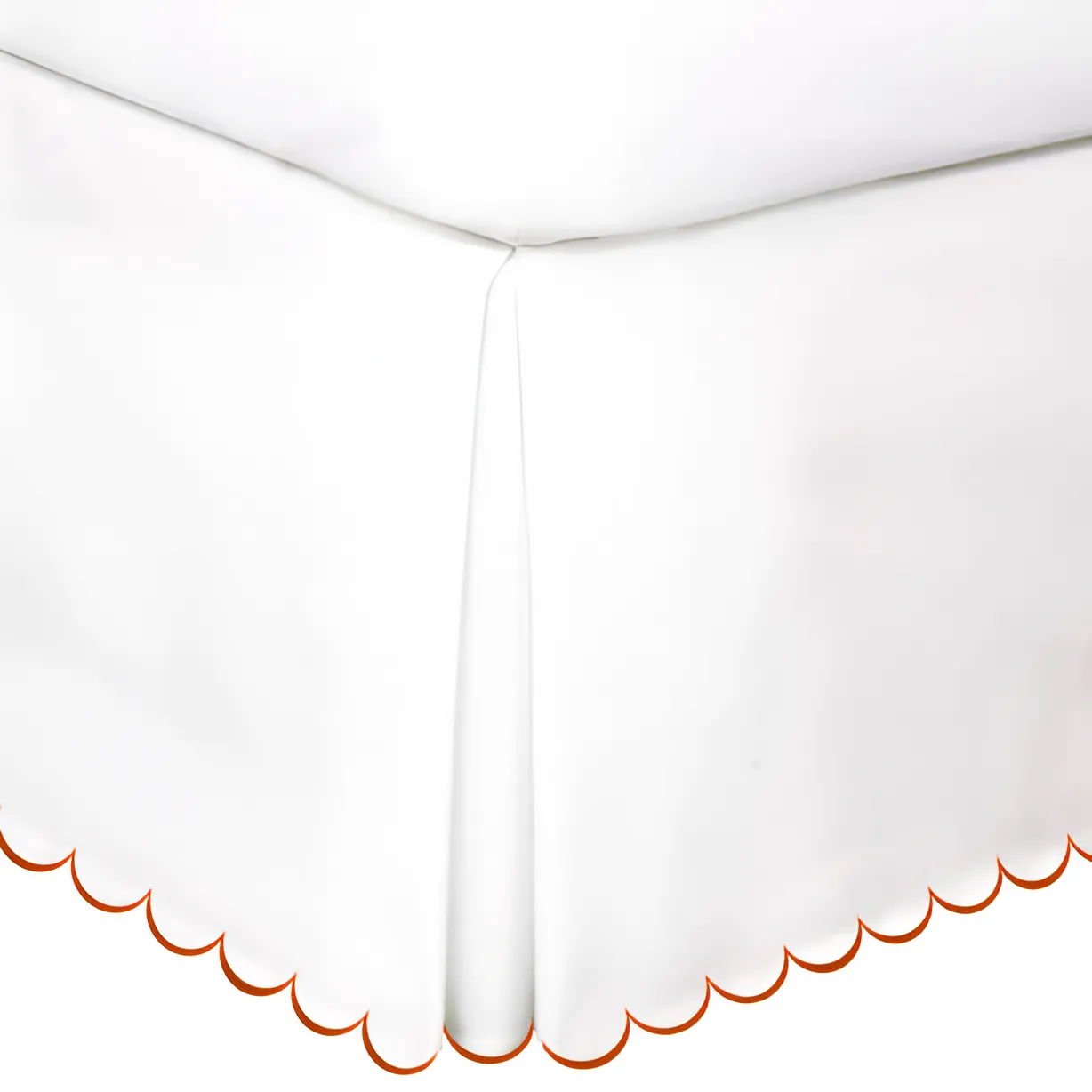 Allena 400TC Sateen Solid Cotton Scallop Embroidery Tailored Bed Skirt