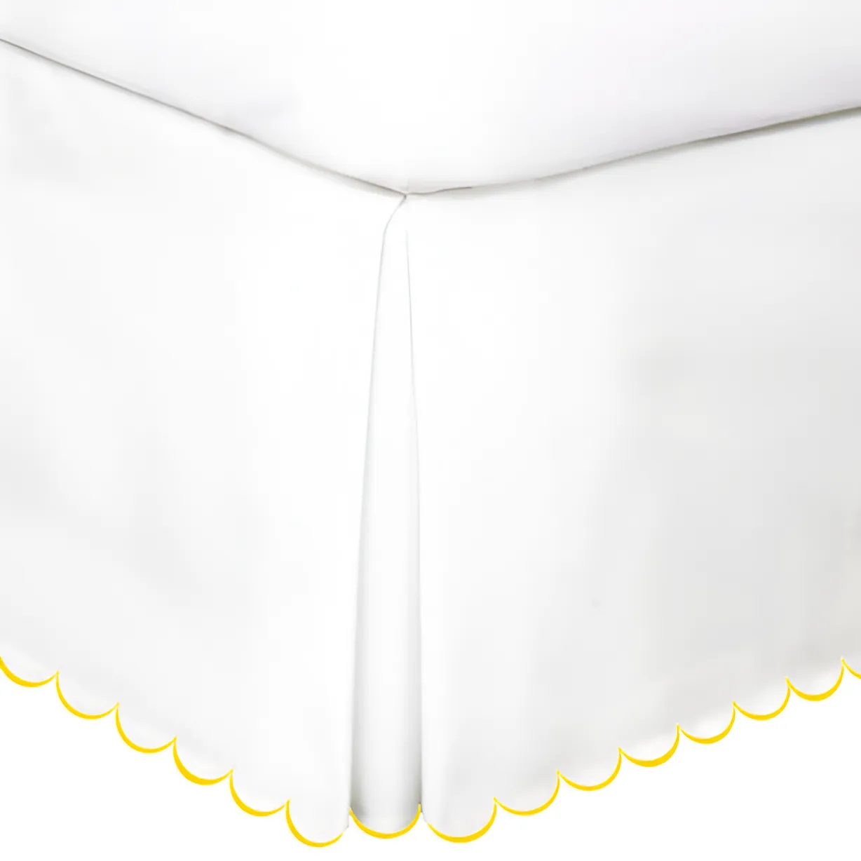 Allena 400TC Sateen Solid Cotton Scallop Embroidery Tailored Bed Skirt