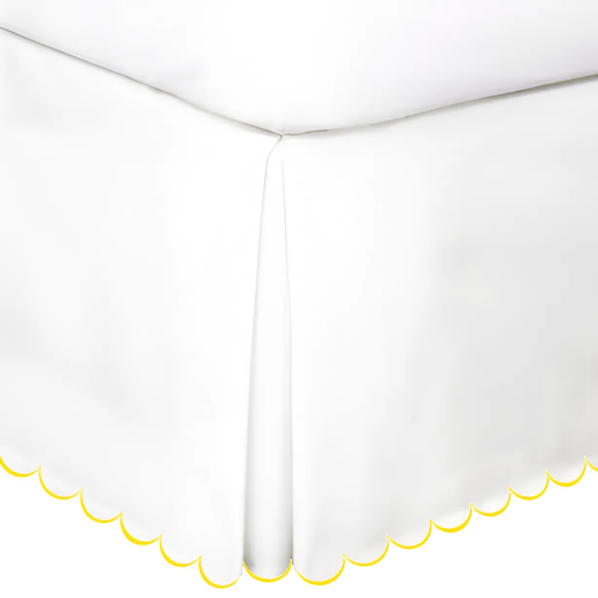 Allena 400TC Sateen Solid Cotton Scallop Embroidery Tailored Bed Skirt