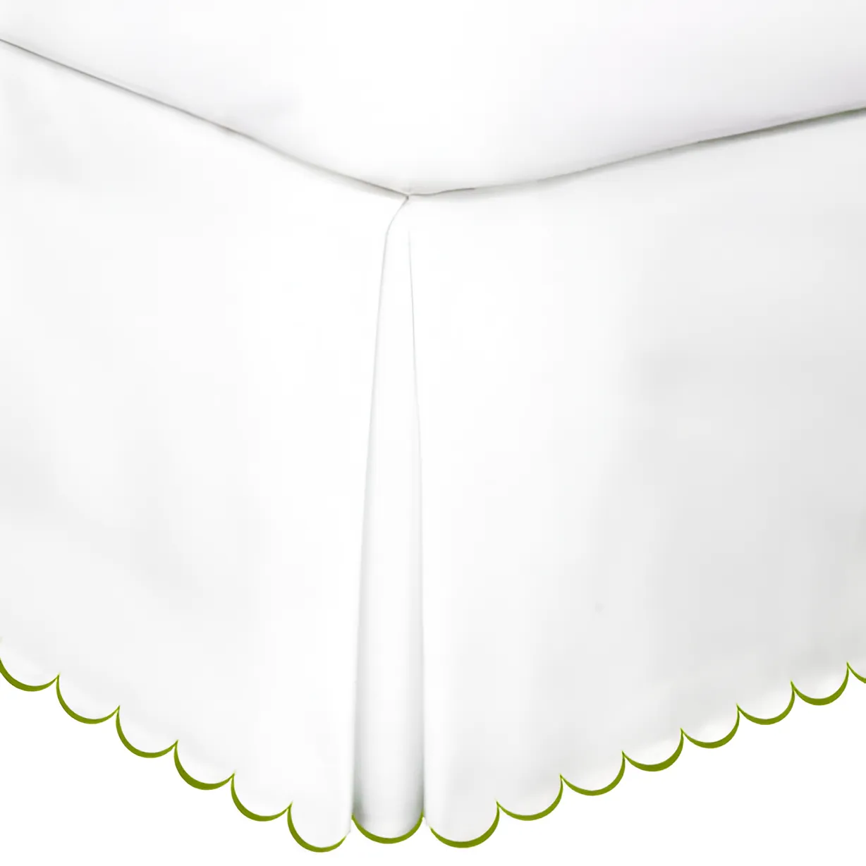 Allena 400TC Sateen Solid Cotton Scallop Embroidery Tailored Bed Skirt