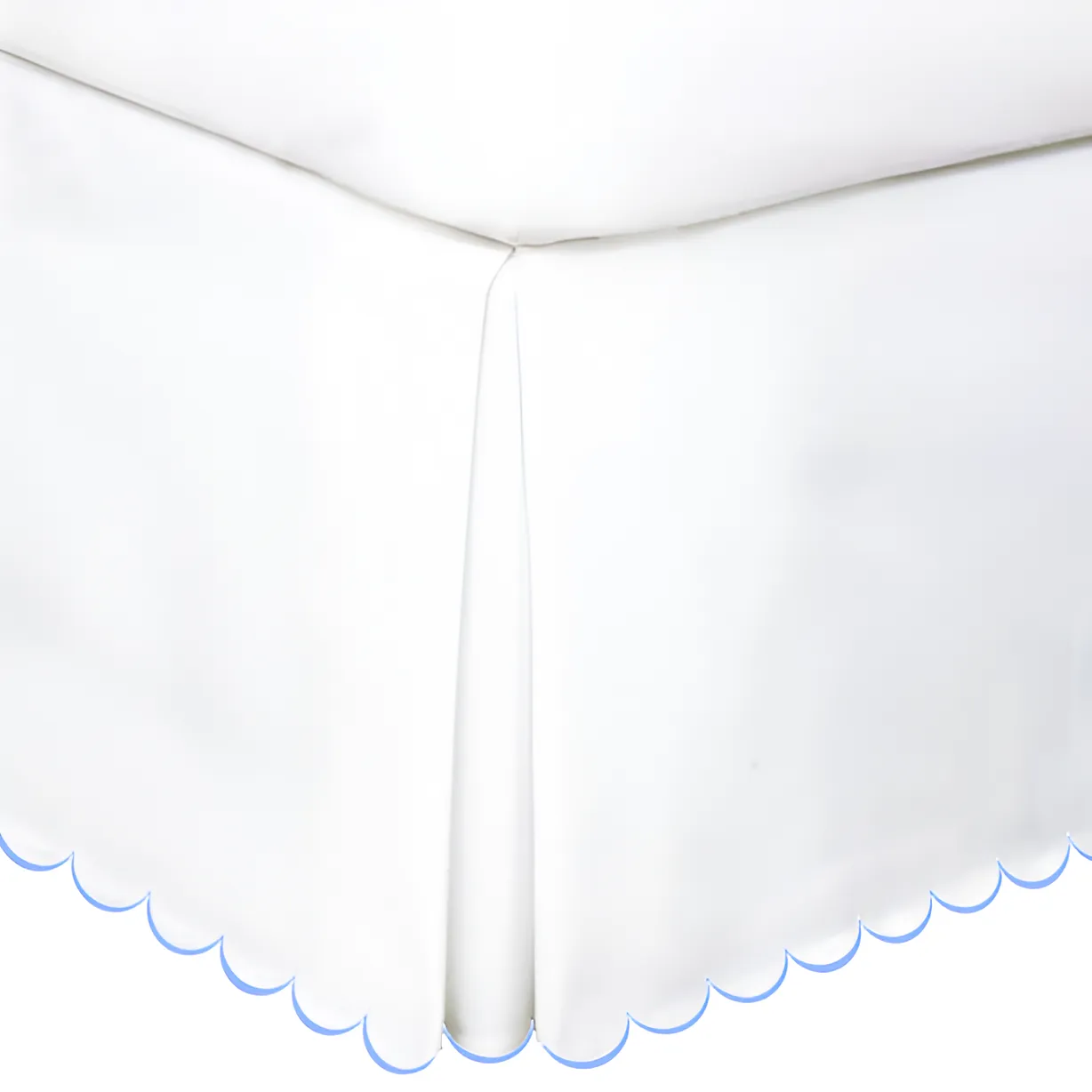 Allena 400TC Sateen Solid Cotton Scallop Embroidery Tailored Bed Skirt