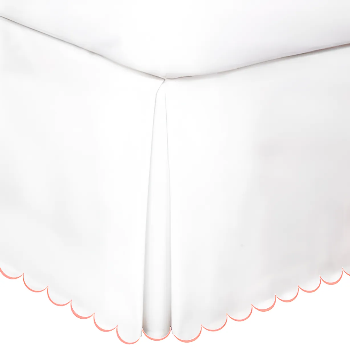 Allena 400TC Sateen Solid Cotton Scallop Embroidery Tailored Bed Skirt