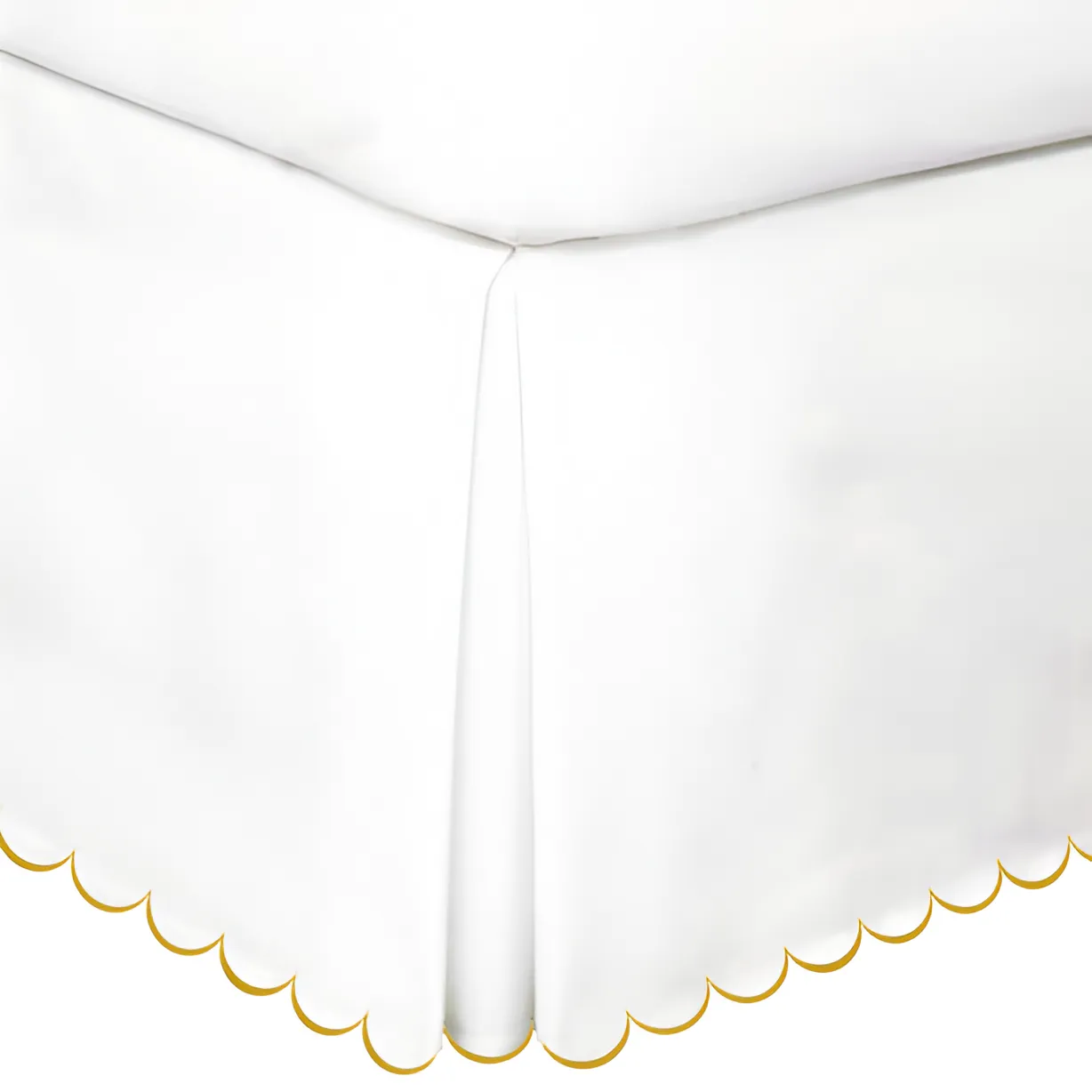 Allena 400TC Sateen Solid Cotton Scallop Embroidery Tailored Bed Skirt