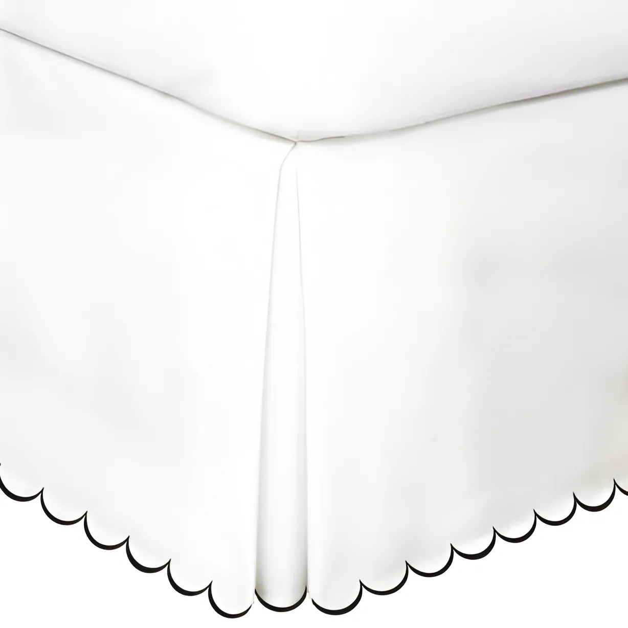 Allena 400TC Sateen Solid Cotton Scallop Embroidery Tailored Bed Skirt